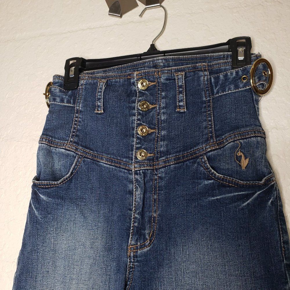 Baby Phat High Rise Button Denim Capri Size 3 - Picture 3 of 11
